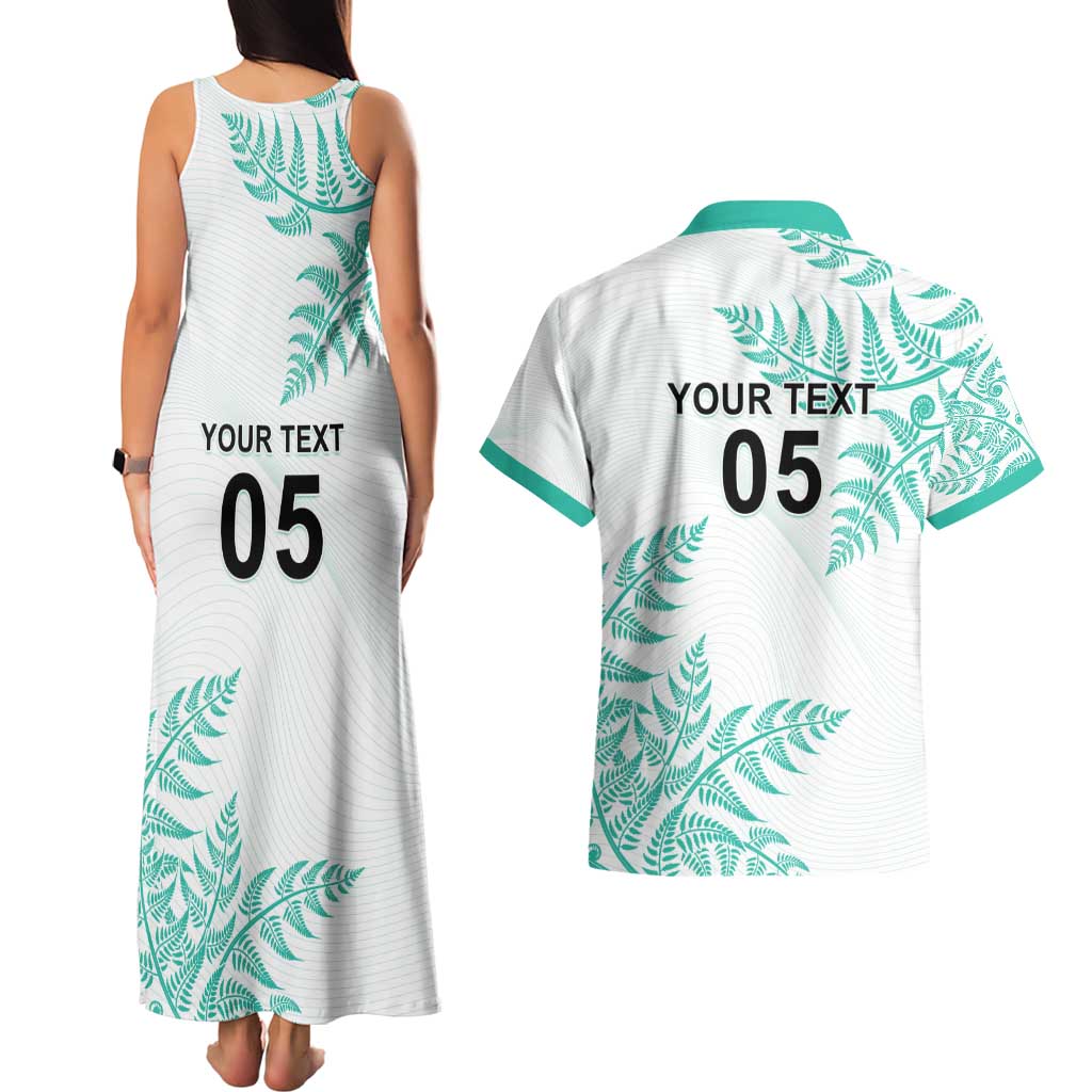 Custom New Zealand Football Couples Matching Tank Maxi Dress and Hawaiian Shirt Aotearoa Pride Aqua Version - Polynesian Pride