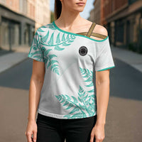 Custom New Zealand Football Cross Shoulder Shirt Aotearoa Pride Aqua Version - Polynesian Pride