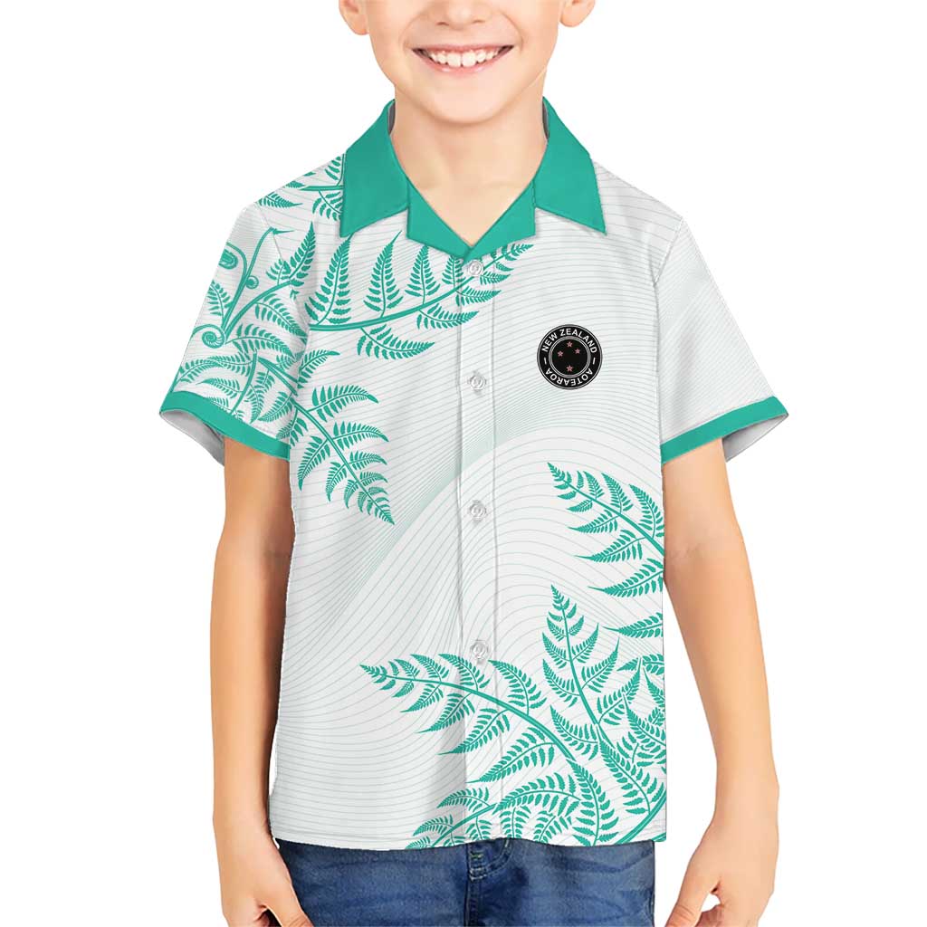Custom New Zealand Football Kid Hawaiian Shirt Aotearoa Pride Aqua Version - Polynesian Pride