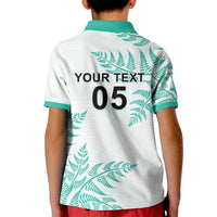 Custom New Zealand Football Kid Polo Shirt Aotearoa Pride Aqua Version - Polynesian Pride