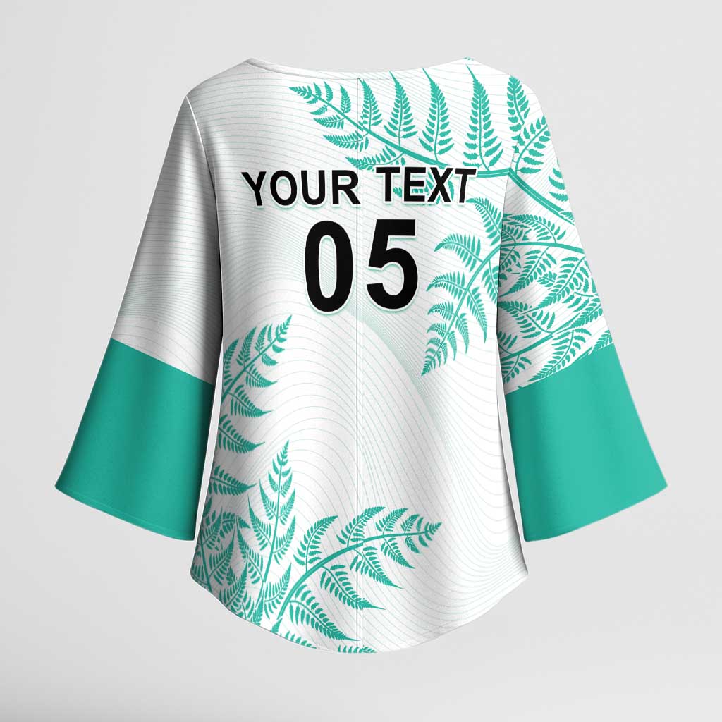 Custom New Zealand Football Kimono Sleeve Blouse Aotearoa Pride Aqua Version - Polynesian Pride