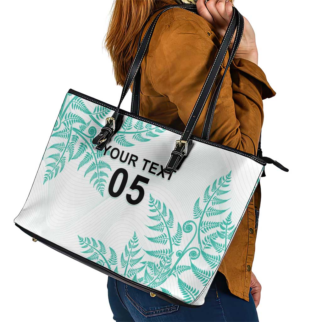 Custom New Zealand Football Leather Tote Bag Aotearoa Pride Aqua Version - Polynesian Pride