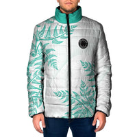 Custom New Zealand Football Padded Jacket Aotearoa Pride Aqua Version - Polynesian Pride