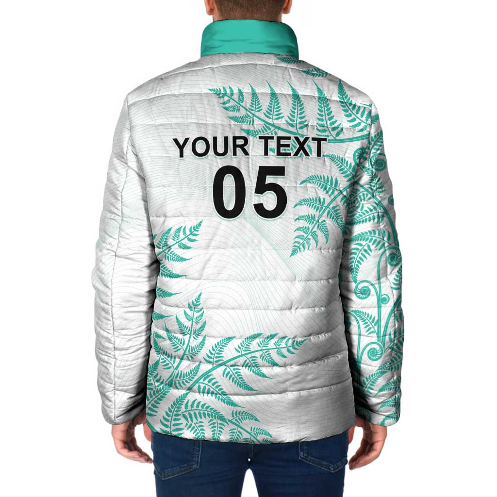 Custom New Zealand Football Padded Jacket Aotearoa Pride Aqua Version - Polynesian Pride