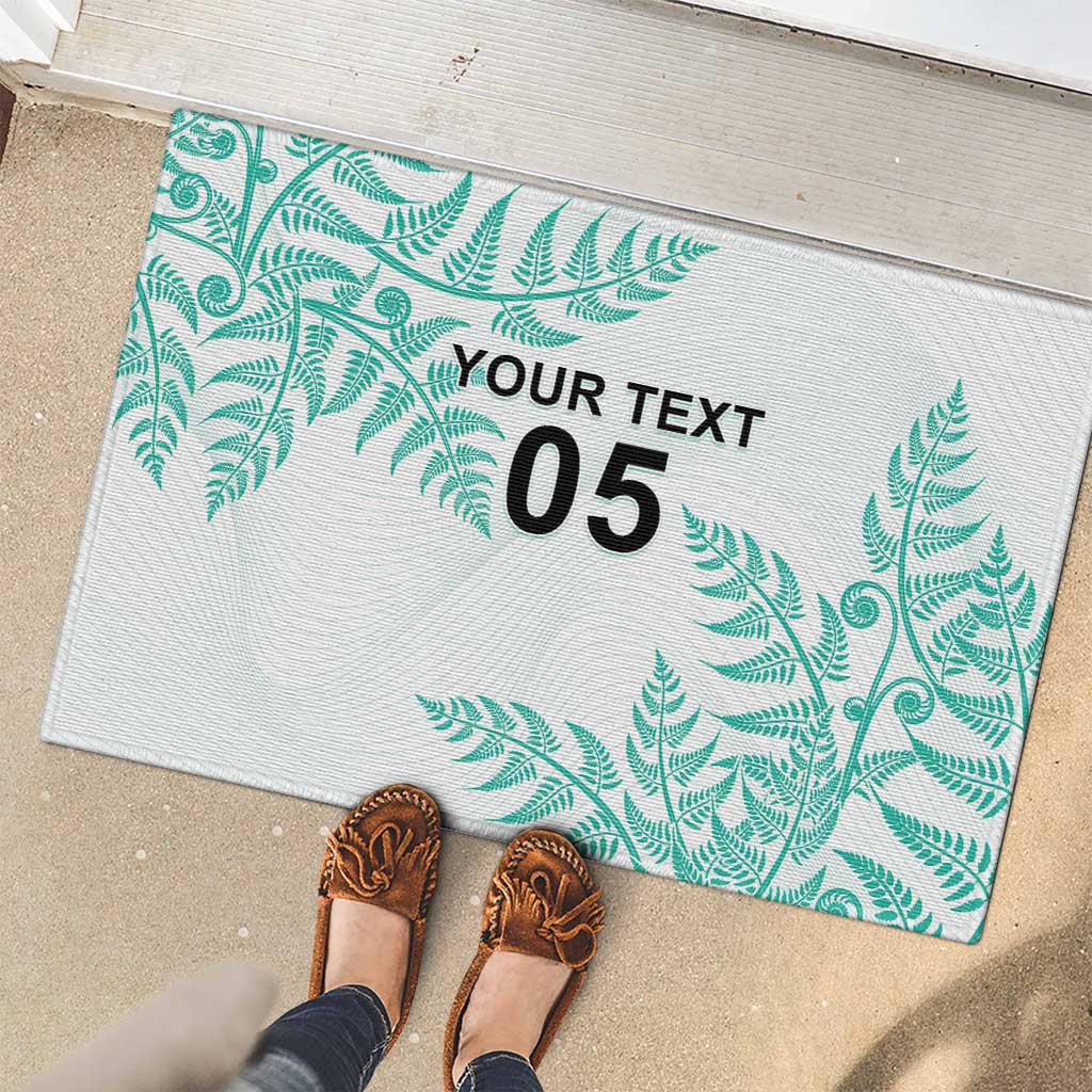 Custom New Zealand Football Rubber Doormat Aotearoa Pride Aqua Version - Polynesian Pride