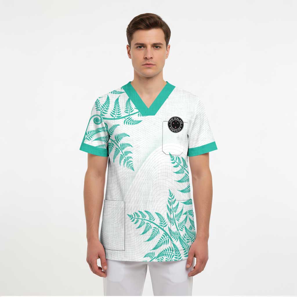 Custom New Zealand Football Scrub Top Aotearoa Pride Aqua Version - Polynesian Pride