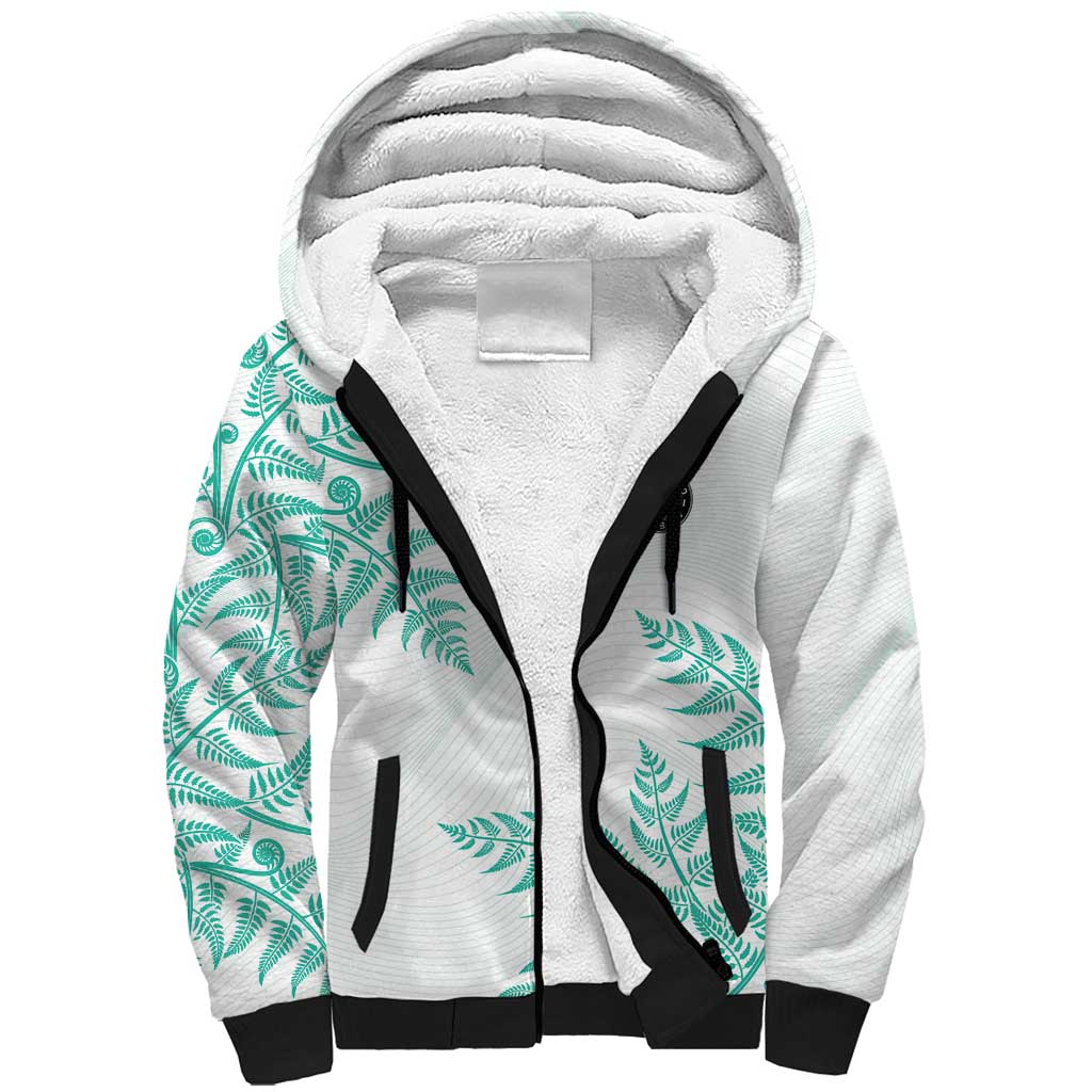 Custom New Zealand Football Sherpa Hoodie Aotearoa Pride Aqua Version - Polynesian Pride