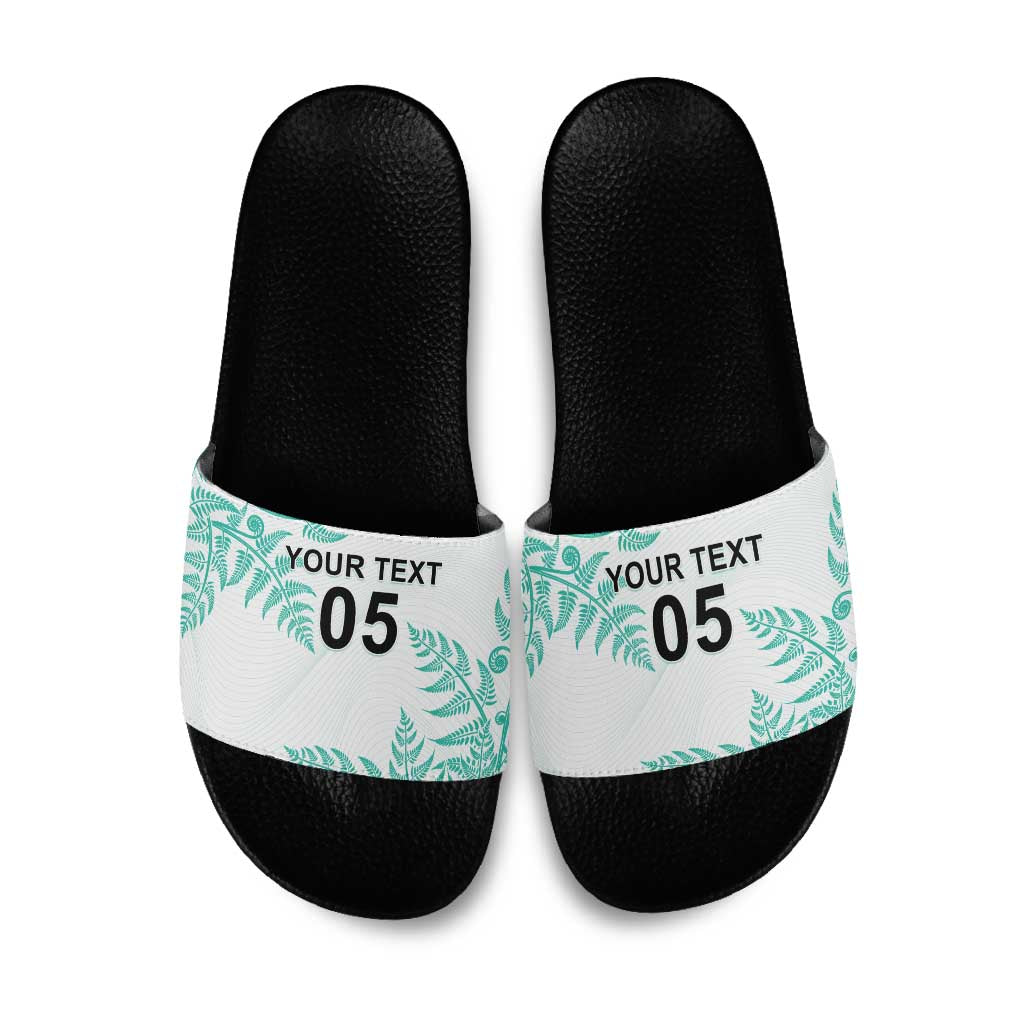 Custom New Zealand Football Slide Sandals Aotearoa Pride Aqua Version - Polynesian Pride