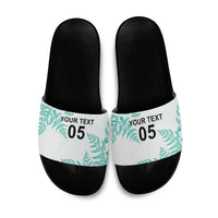Custom New Zealand Football Slide Sandals Aotearoa Pride Aqua Version - Polynesian Pride