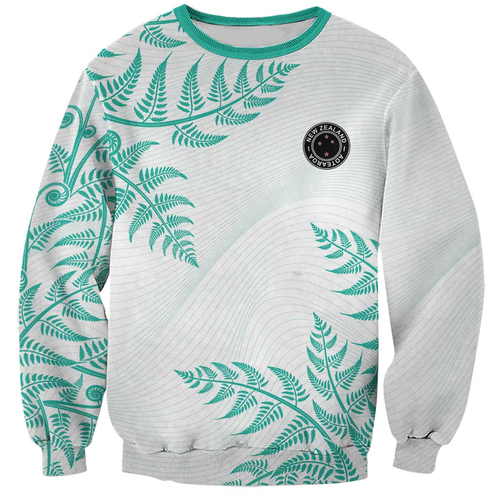 Custom New Zealand Football Sweatshirt Aotearoa Pride Aqua Version - Polynesian Pride