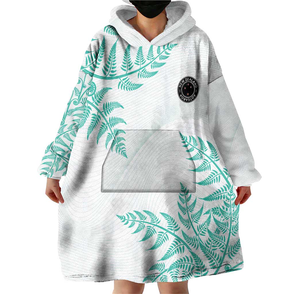 Custom New Zealand Football Wearable Blanket Hoodie Aotearoa Pride Aqua Version - Polynesian Pride