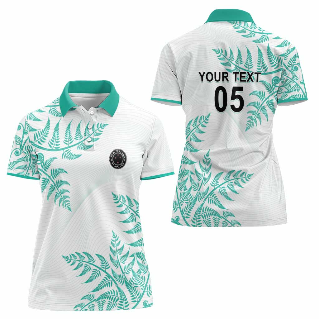 Custom New Zealand Football Women Polo Shirt Aotearoa Pride Aqua Version - Polynesian Pride