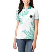 Custom New Zealand Football Women Polo Shirt Aotearoa Pride Aqua Version - Polynesian Pride