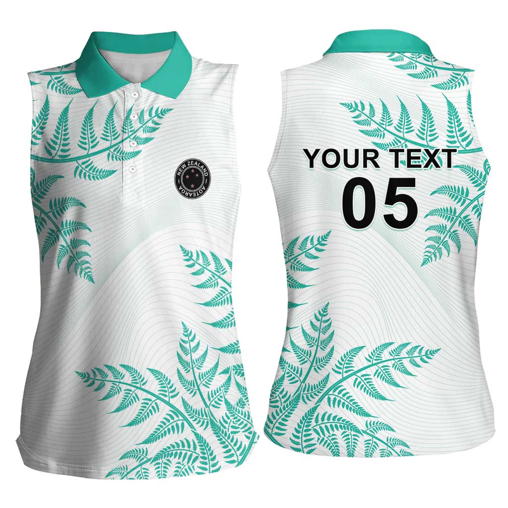 Custom New Zealand Football Women Sleeveless Polo Shirt Aotearoa Pride Aqua Version - Polynesian Pride