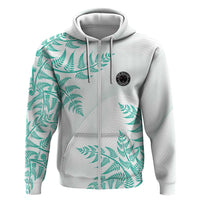 Custom New Zealand Football Zip Hoodie Aotearoa Pride Aqua Version - Polynesian Pride