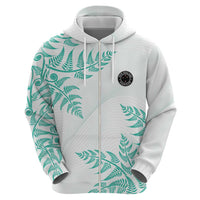 Custom New Zealand Football Zip Hoodie Aotearoa Pride Aqua Version - Polynesian Pride