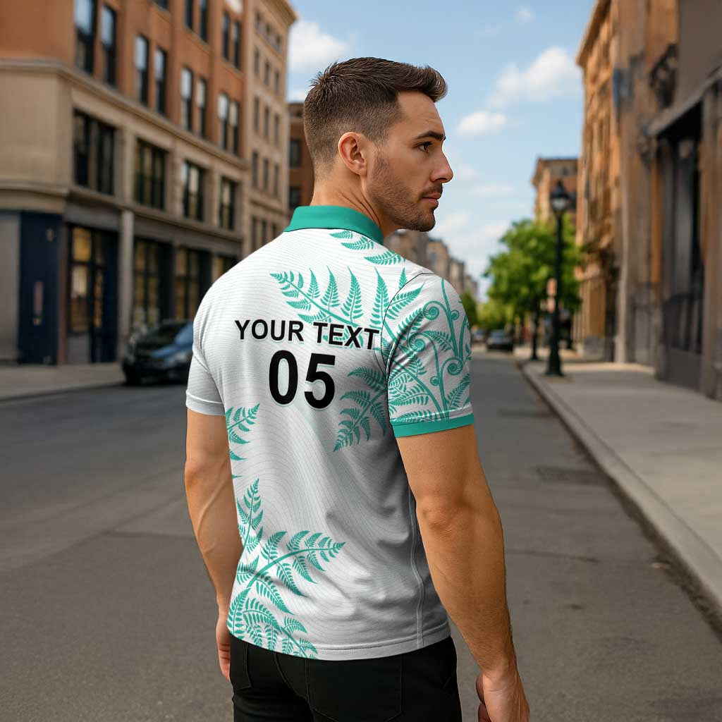 Custom New Zealand Football Zipper Polo Shirt Aotearoa Pride Aqua Version - Polynesian Pride