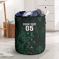 Custom New Zealand Fishing Laundry Basket Maori Tribal Pattern - Polynesian Pride