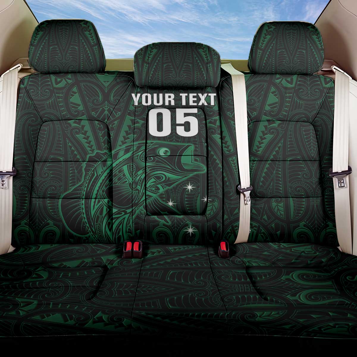 Custom New Zealand Fishing Back Car Seat Cover Maori Tribal Pattern - Polynesian Pride