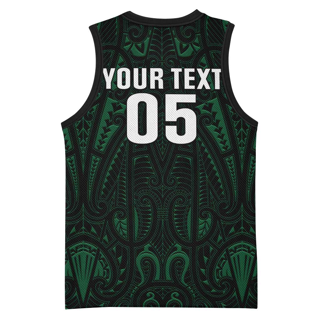 Custom New Zealand Fishing Basketball Jersey Maori Tribal Pattern - Polynesian Pride