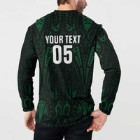 Custom New Zealand Fishing Button Sweatshirt Maori Tribal Pattern - Polynesian Pride