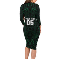 Custom New Zealand Fishing Family Matching Long Sleeve Bodycon Dress and Hawaiian Shirt Maori Tribal Pattern - Polynesian Pride