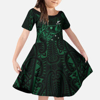 Custom New Zealand Fishing Family Matching Off The Shoulder Long Sleeve Dress and Hawaiian Shirt Maori Tribal Pattern - Polynesian Pride