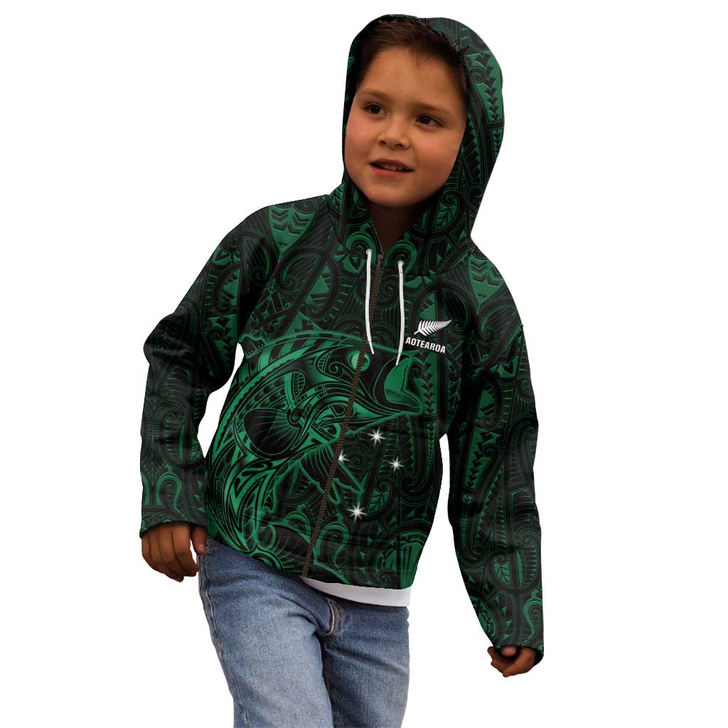 Custom New Zealand Fishing Kid Hoodie Maori Tribal Pattern - Polynesian Pride