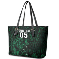 Custom New Zealand Fishing Leather Tote Bag Maori Tribal Pattern - Polynesian Pride