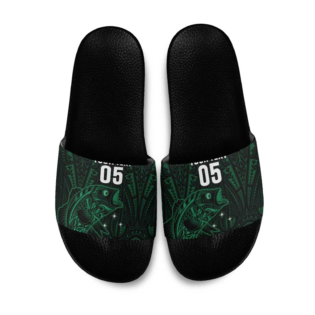 Custom New Zealand Fishing Slide Sandals Maori Tribal Pattern - Polynesian Pride