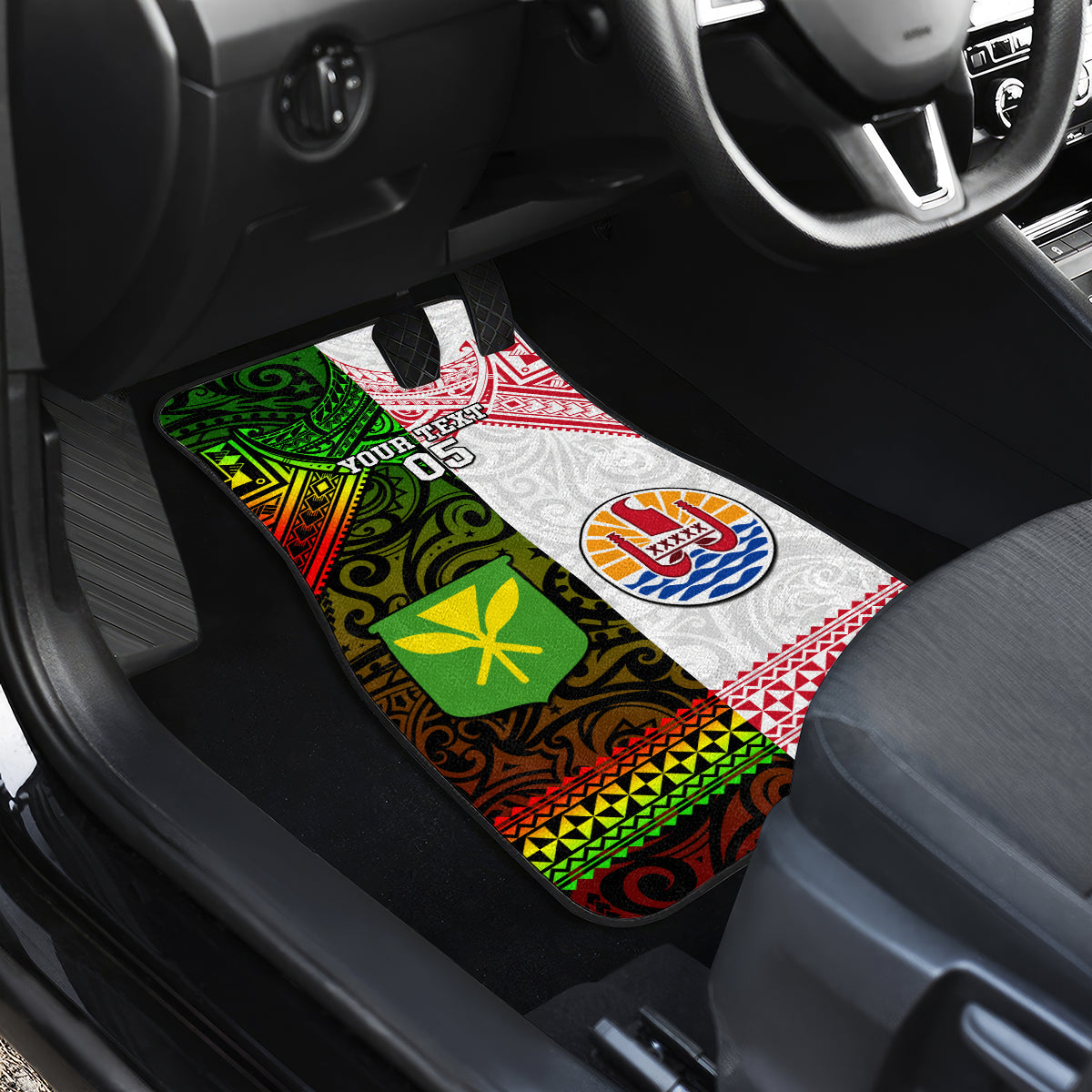 Custom Hawaii And Tahiti Car Mats Coat Of Arms Polynesian Pattern LT05 - Polynesian Pride