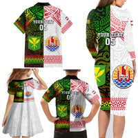 Custom Hawaii And Tahiti Family Matching Long Sleeve Bodycon Dress and Hawaiian Shirt Coat Of Arms Polynesian Pattern LT05 - Polynesian Pride