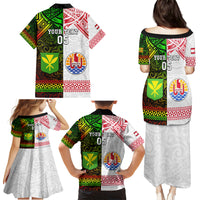 Custom Hawaii And Tahiti Family Matching Puletasi and Hawaiian Shirt Coat Of Arms Polynesian Pattern LT05 - Polynesian Pride