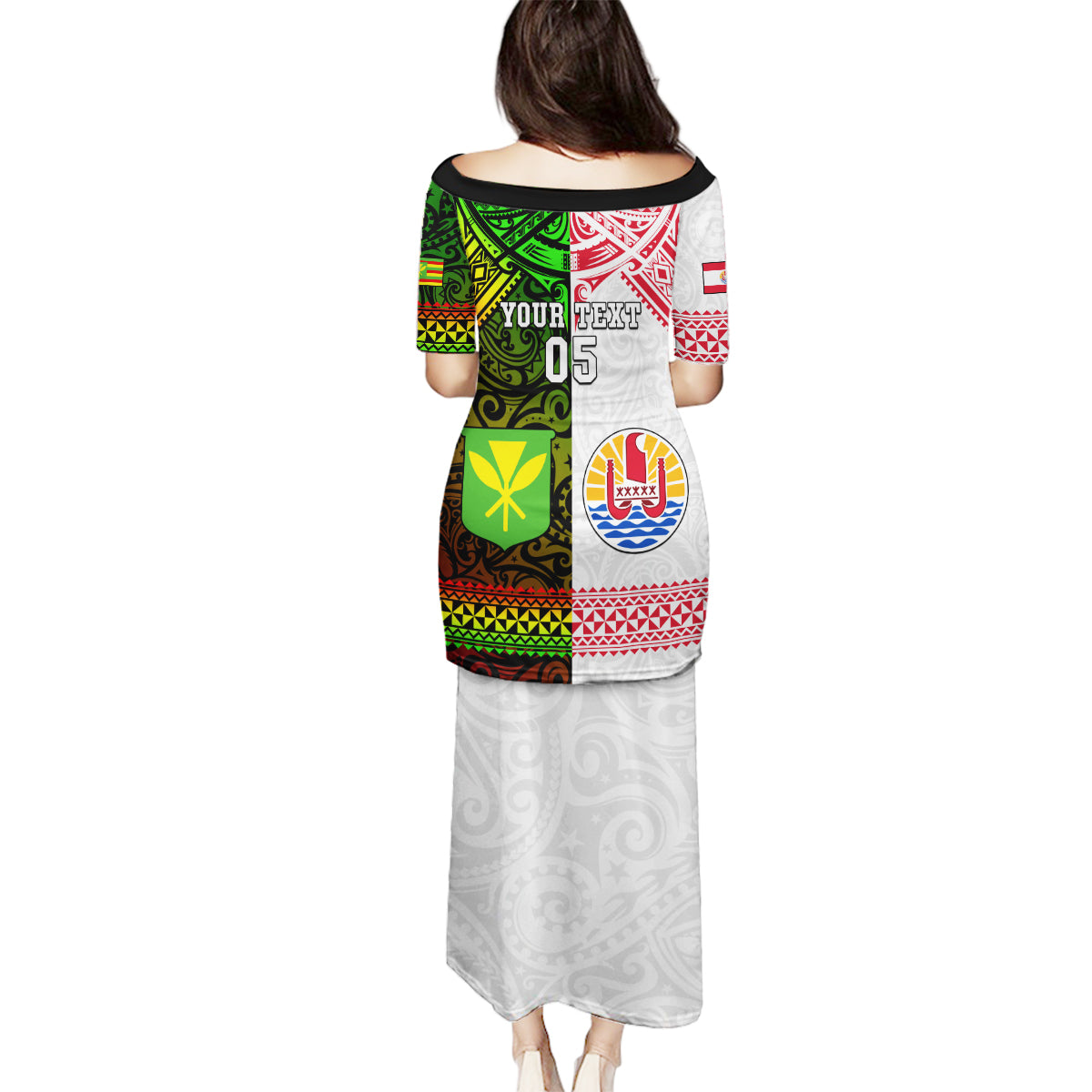 Custom Hawaii And Tahiti Family Matching Puletasi and Hawaiian Shirt Coat Of Arms Polynesian Pattern LT05 - Polynesian Pride