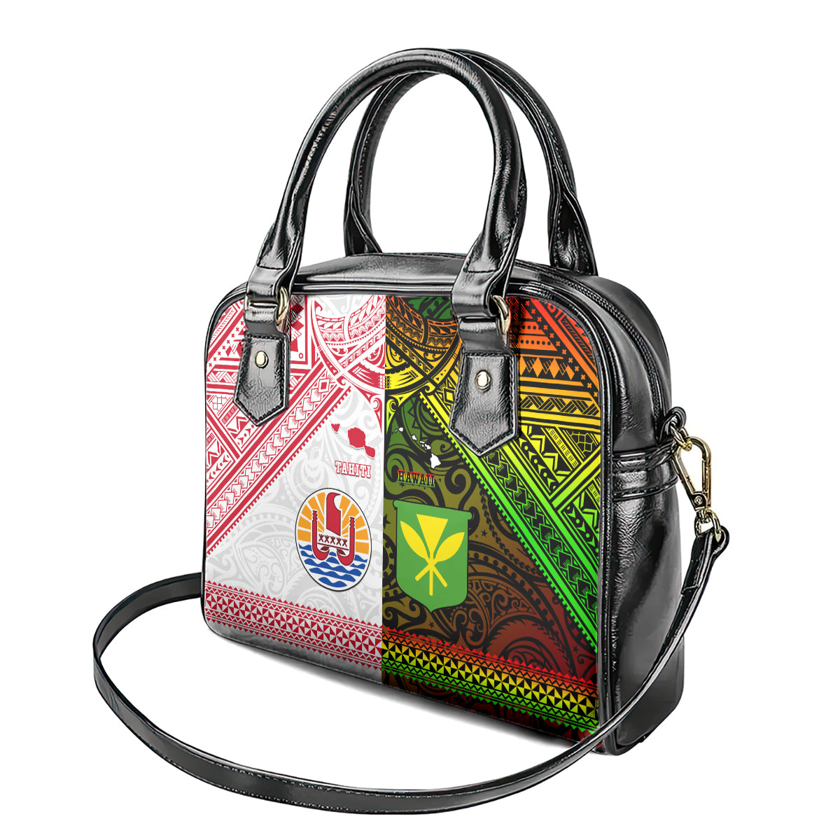 Hawaii And Tahiti Shoulder Handbag Coat Of Arms Polynesian Pattern LT05 - Polynesian Pride