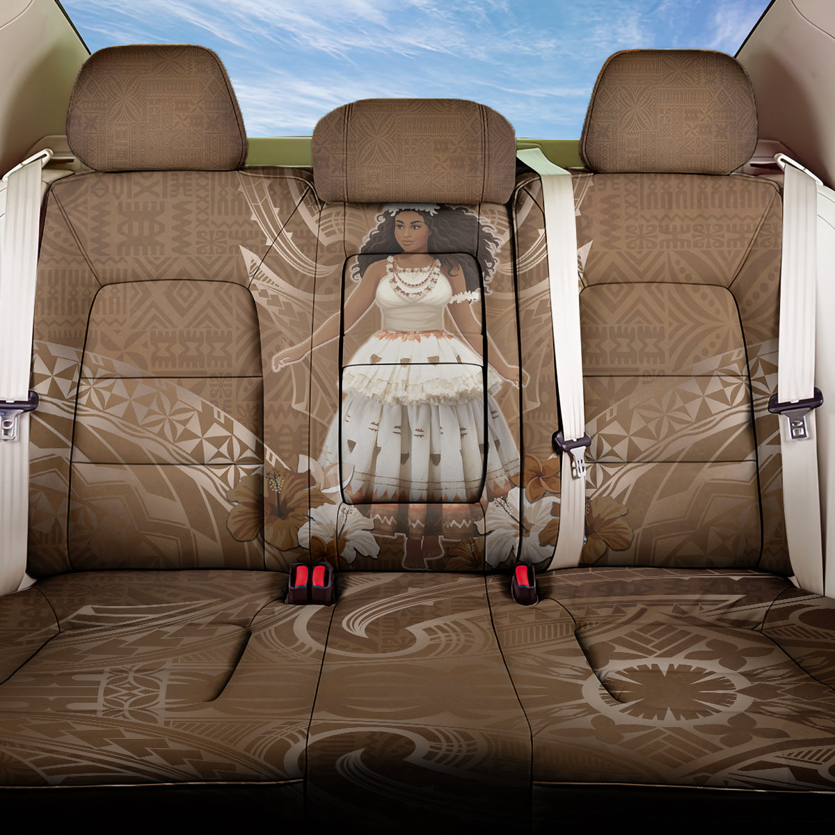 Bula Fiji Women's Day Back Car Seat Cover With Fijian Tapa Pattern LT05