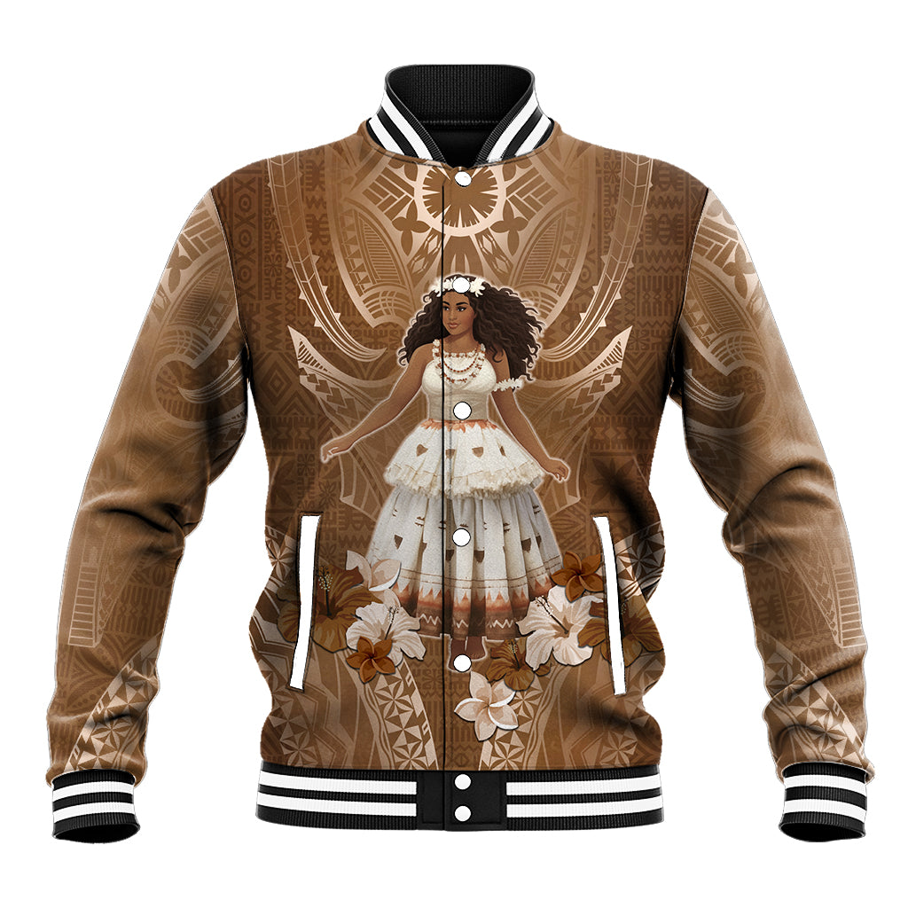 Bula Fiji Women's Day Baseball Jacket With Fijian Tapa Pattern LT05 Unisex Brown - Polynesian Pride