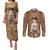 Bula Fiji Women's Day Couples Matching Puletasi and Long Sleeve Button Shirt With Fijian Tapa Pattern LT05 Brown - Polynesian Pride