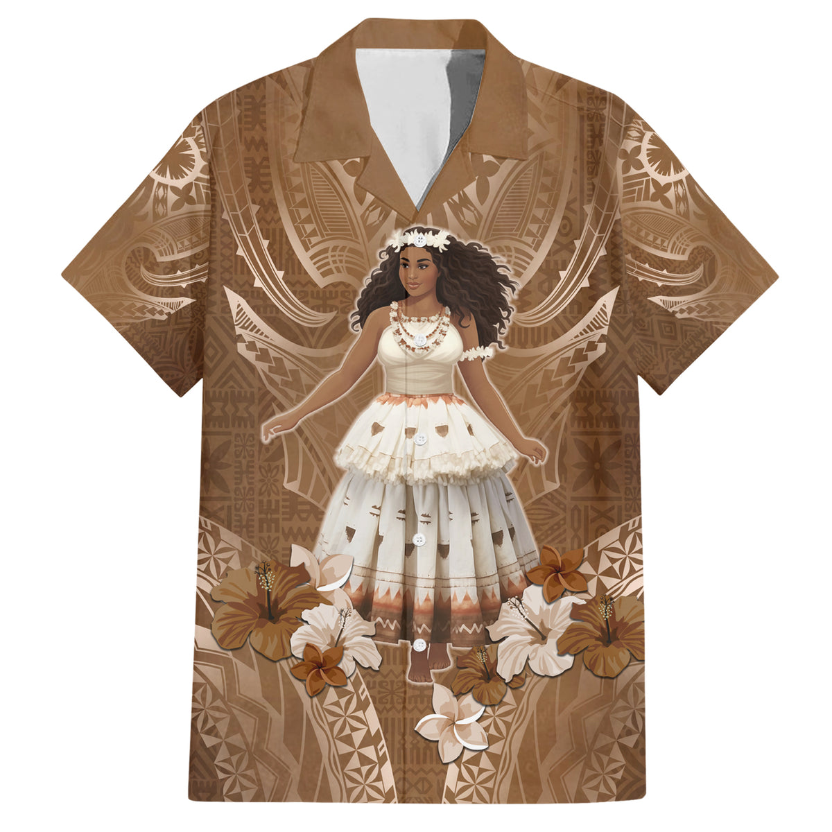 Bula Fiji Women's Day Family Matching Short Sleeve Bodycon Dress and Hawaiian Shirt With Fijian Tapa Pattern LT05 Dad's Shirt - Short Sleeve Brown - Polynesian Pride