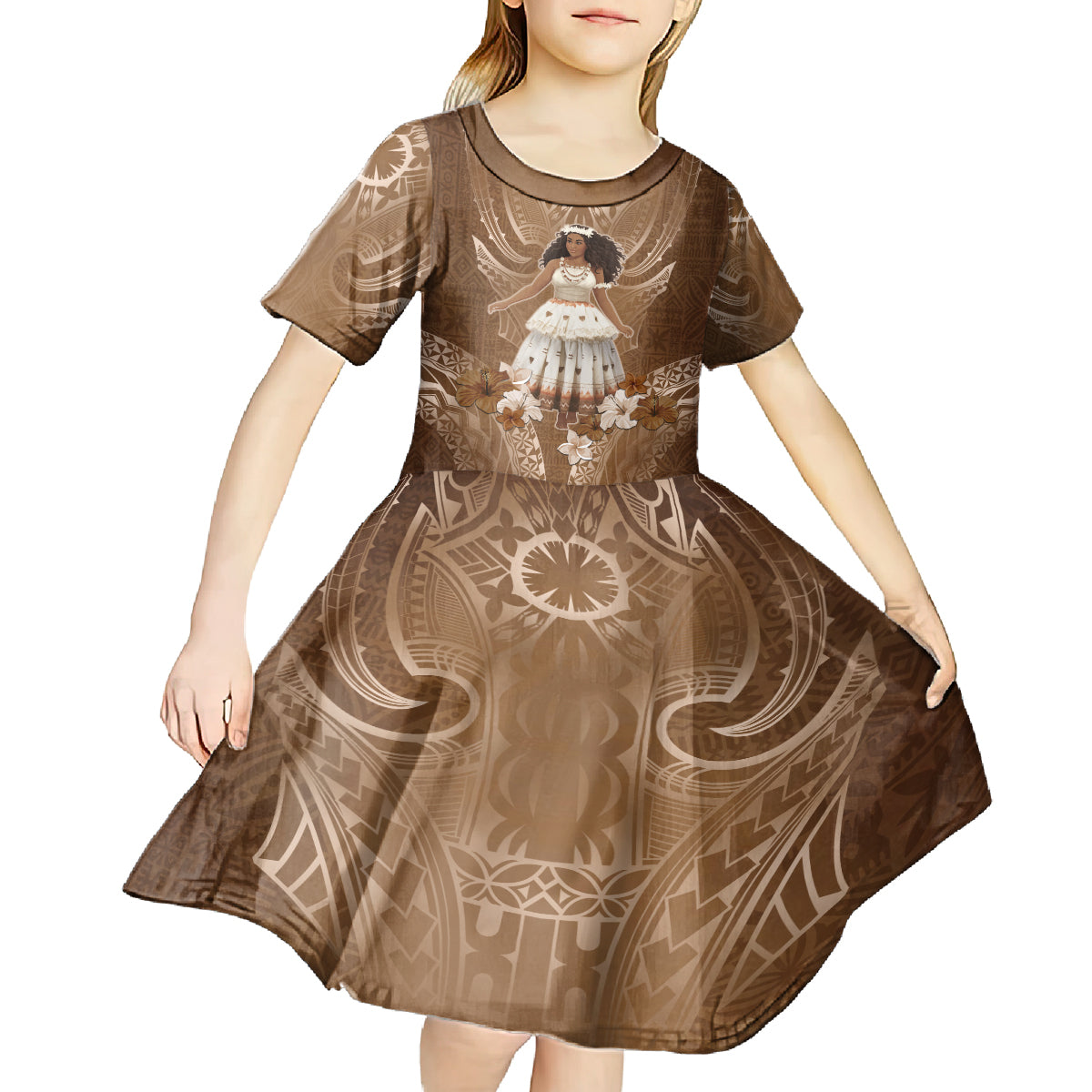 Bula Fiji Women's Day Kid Short Sleeve Dress With Fijian Tapa Pattern LT05 - Polynesian Pride
