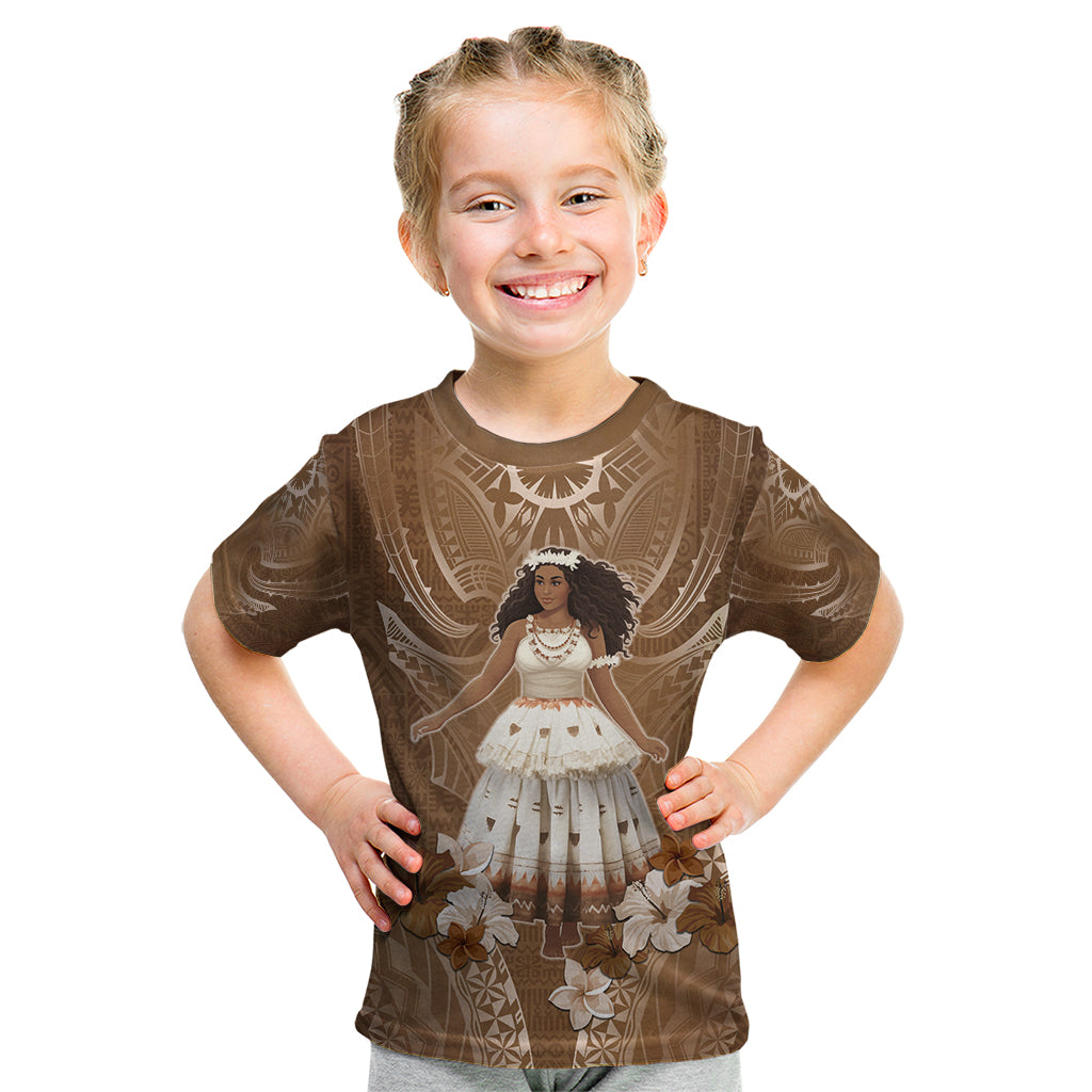Bula Fiji Women's Day Kid T Shirt With Fijian Tapa Pattern LT05 Brown - Polynesian Pride