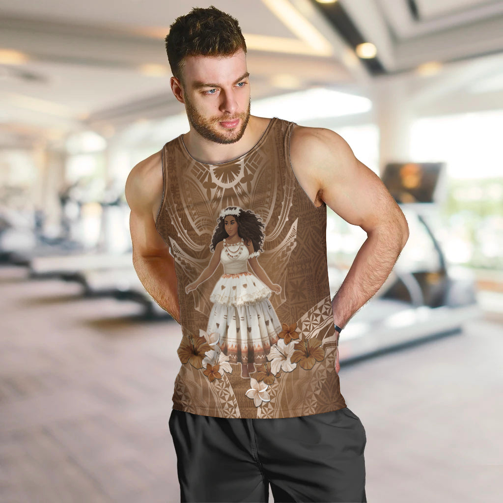 Bula Fiji Women's Day Men Tank Top With Fijian Tapa Pattern LT05 Brown - Polynesian Pride