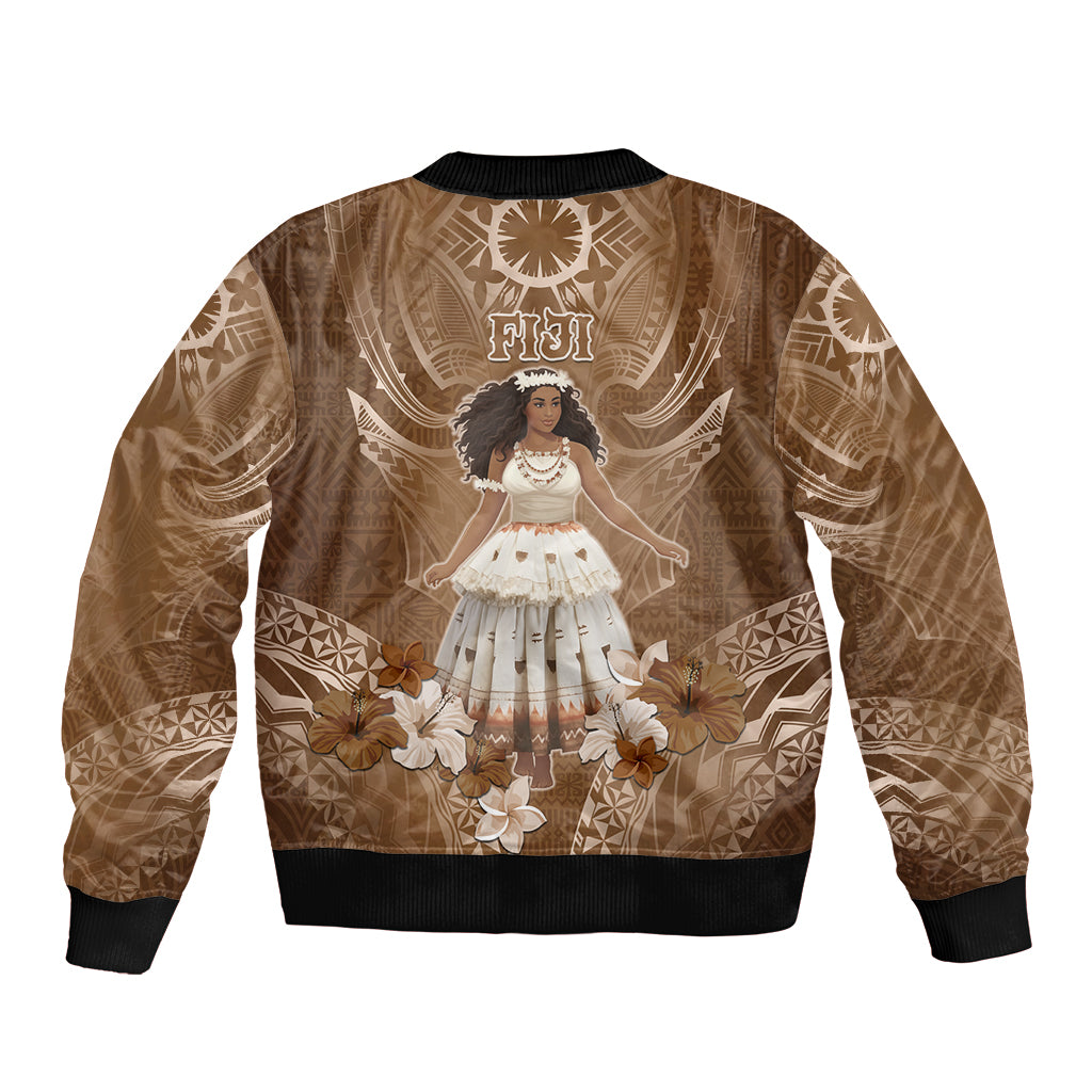 Bula Fiji Women's Day Sleeve Zip Bomber Jacket With Fijian Tapa Pattern LT05 - Polynesian Pride