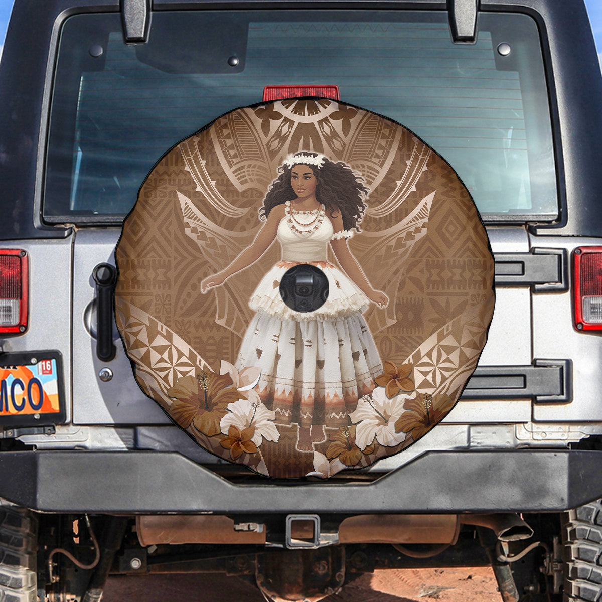 Bula Fiji Women's Day Spare Tire Cover With Fijian Tapa Pattern LT05 Brown - Polynesian Pride