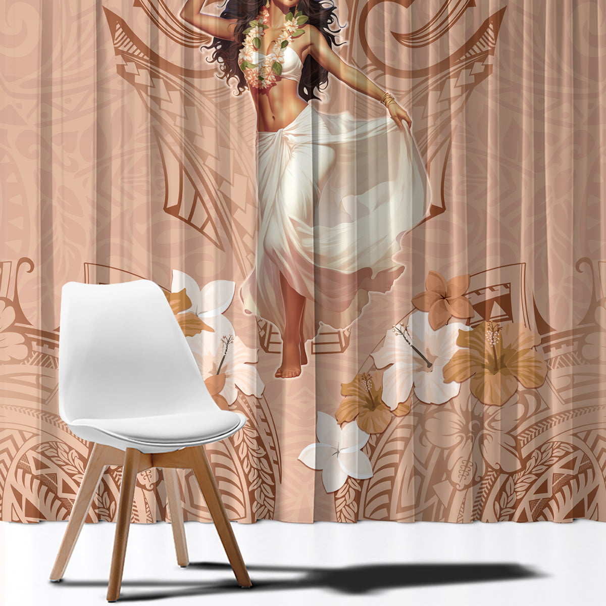 Hawaii Women's Day Window Curtain With Polynesian Pattern