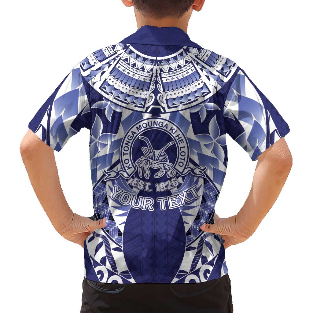 Personalised Tonga Queen Salote College Family Matching Off Shoulder Short Dress and Hawaiian Shirt Centenary Navy Version