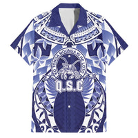 Personalised Tonga Queen Salote College Family Matching Off Shoulder Short Dress and Hawaiian Shirt Centenary Navy Version