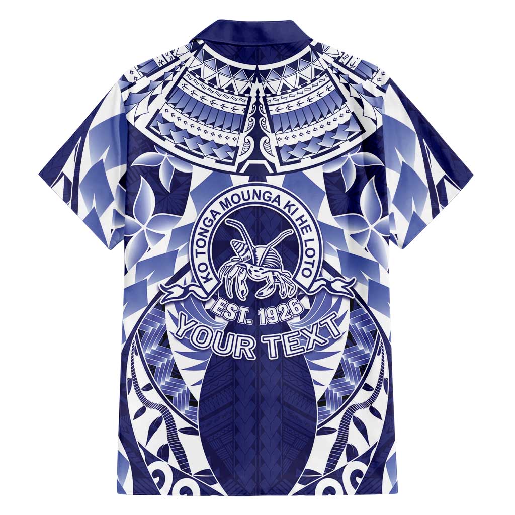 Personalised Tonga Queen Salote College Family Matching Off Shoulder Short Dress and Hawaiian Shirt Centenary Navy Version