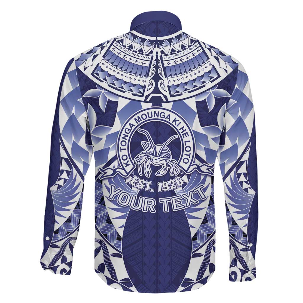 Personalised Tonga Queen Salote College Family Matching Off Shoulder Short Dress and Hawaiian Shirt Centenary Navy Version