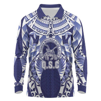 Personalised Tonga Queen Salote College Long Sleeve Polo Shirt Centenary Navy Version LT05 Navy - Polynesian Pride